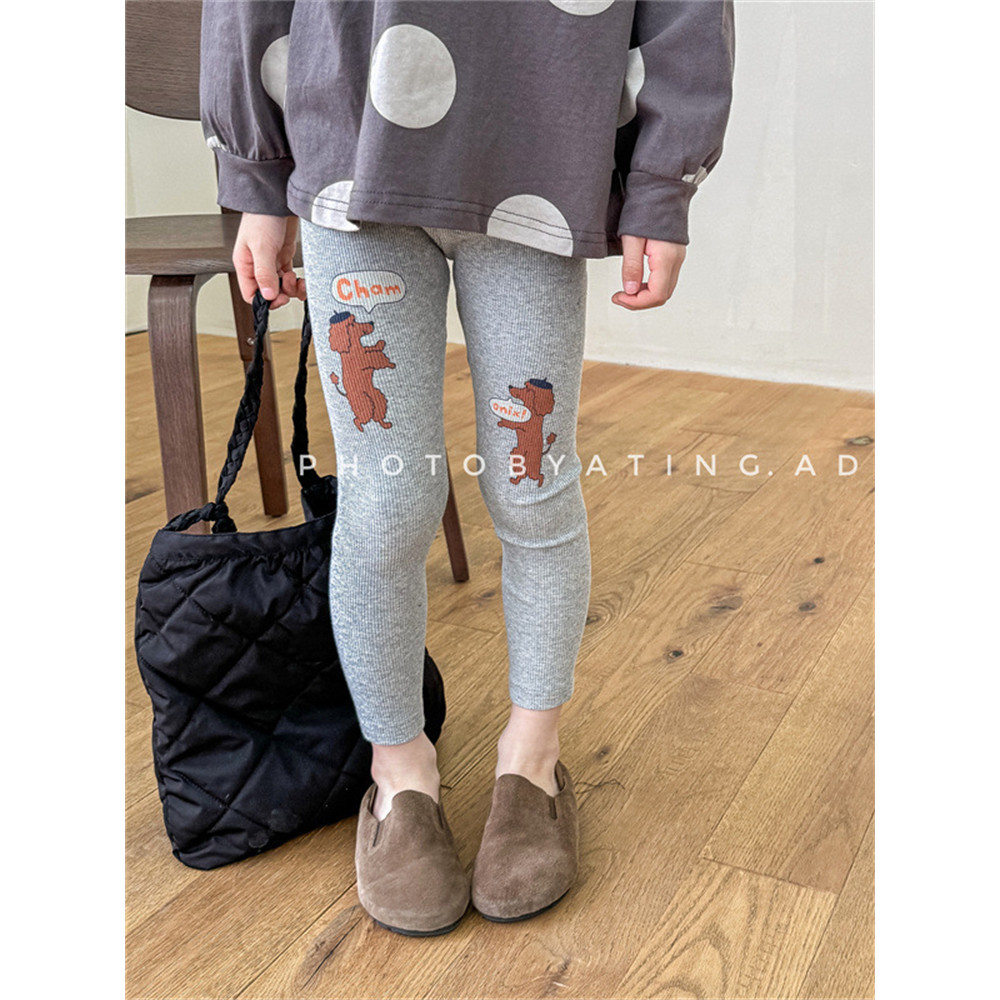 Meninas dos desenhos animados impresso leggings calças primavera outono estilo versão coreana pequeno médio crianças leg