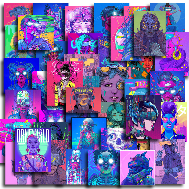 48 folhas estilo Cyberpunk legal ilustração manual adesivos portátil decoração do telefone móvel diy álbum de fotos manu