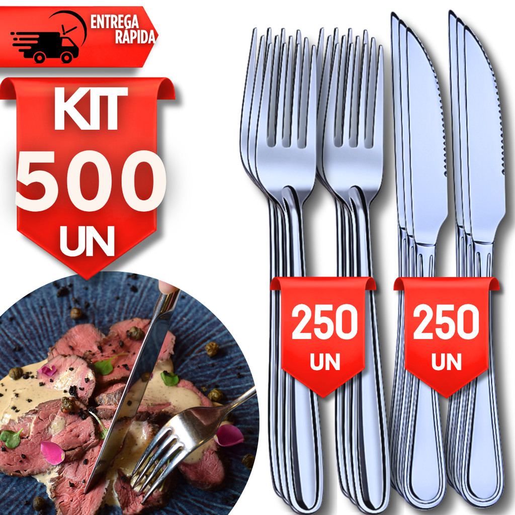Kit Pro 500/480/300/120 Garfos Facas Mesa Inox Cozinha Restaurante  Buffet Churrascaria Qualidade Utilidades Talheres