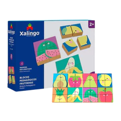 Brinquedo Infantil Blocos Pedagógicos Frutinhas Quebra-Cabeça Educativo 32 Peças Xalingo Educativo