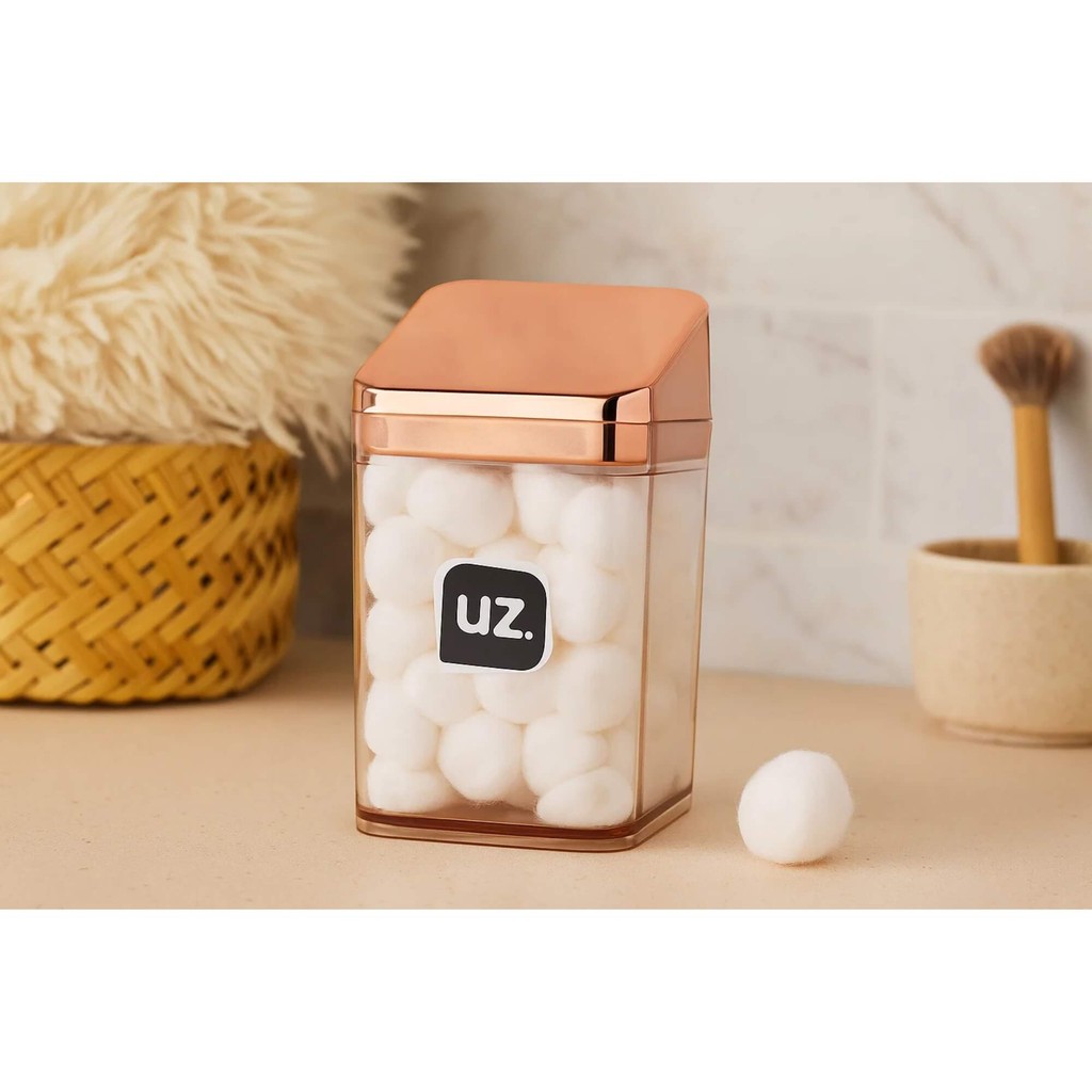 Detalhes do Porta Algodão Slim Metalizado Rose de Plástico UZ Utilidades - UZ546-ROSE