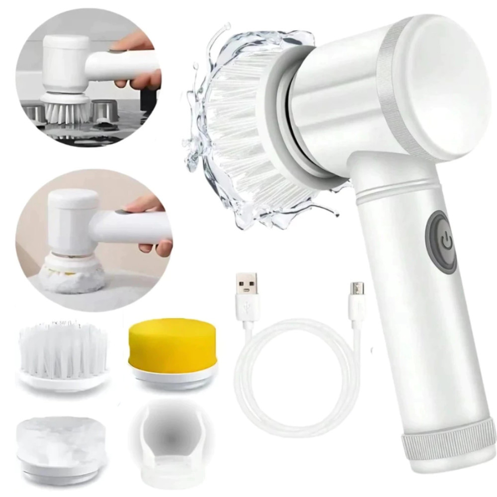 Escova Elétrica de Limpeza 5 em 1 Sem Fio USB c/ 5 Cabeças Multiuso Banheiro Cozinha em Oferta na Shopee
