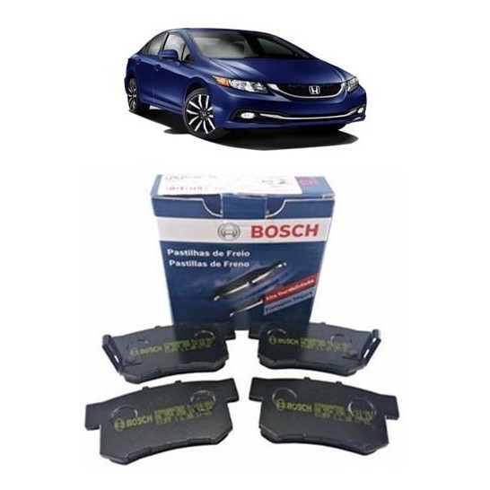 Pastilha Freio Traseira Original Bosch Com Alarme Civic 1.8 2.0 16V FLEX 2006 2007 09 10 11 a 2016