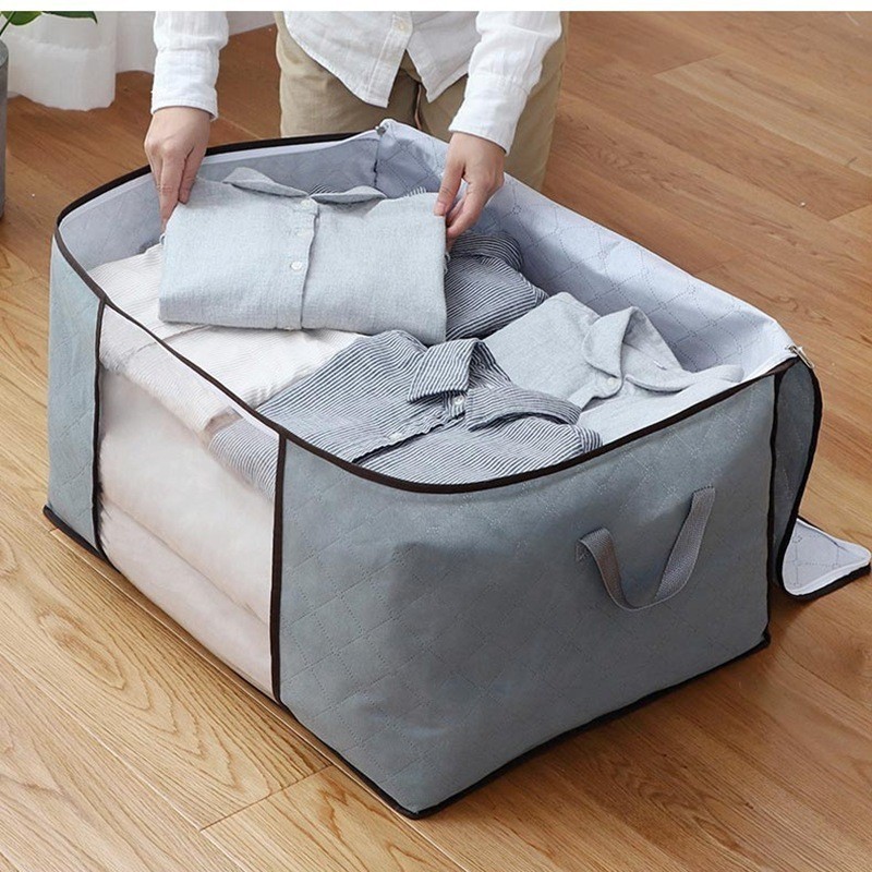 Caixa Saco Organizador Cobertor Casaco Guarda Roupa Ecológico Anti-Poeira Umidade Insetos Multiuso WL-2424 em Oferta na Shopee