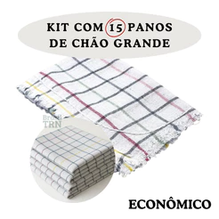 Panos De Chão Listrado Alvejado Kit com 15 Unid Multiuso Para Limpeza Grande Grosso 65x43cm