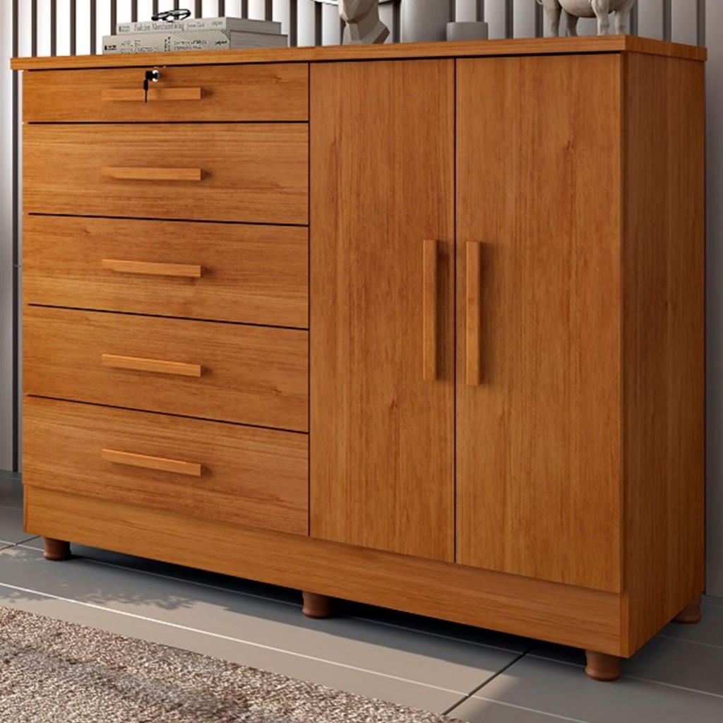 Cômoda Firenze 2 Portas 5 Gavetas - Pnr Móveis em Oferta na Shopee