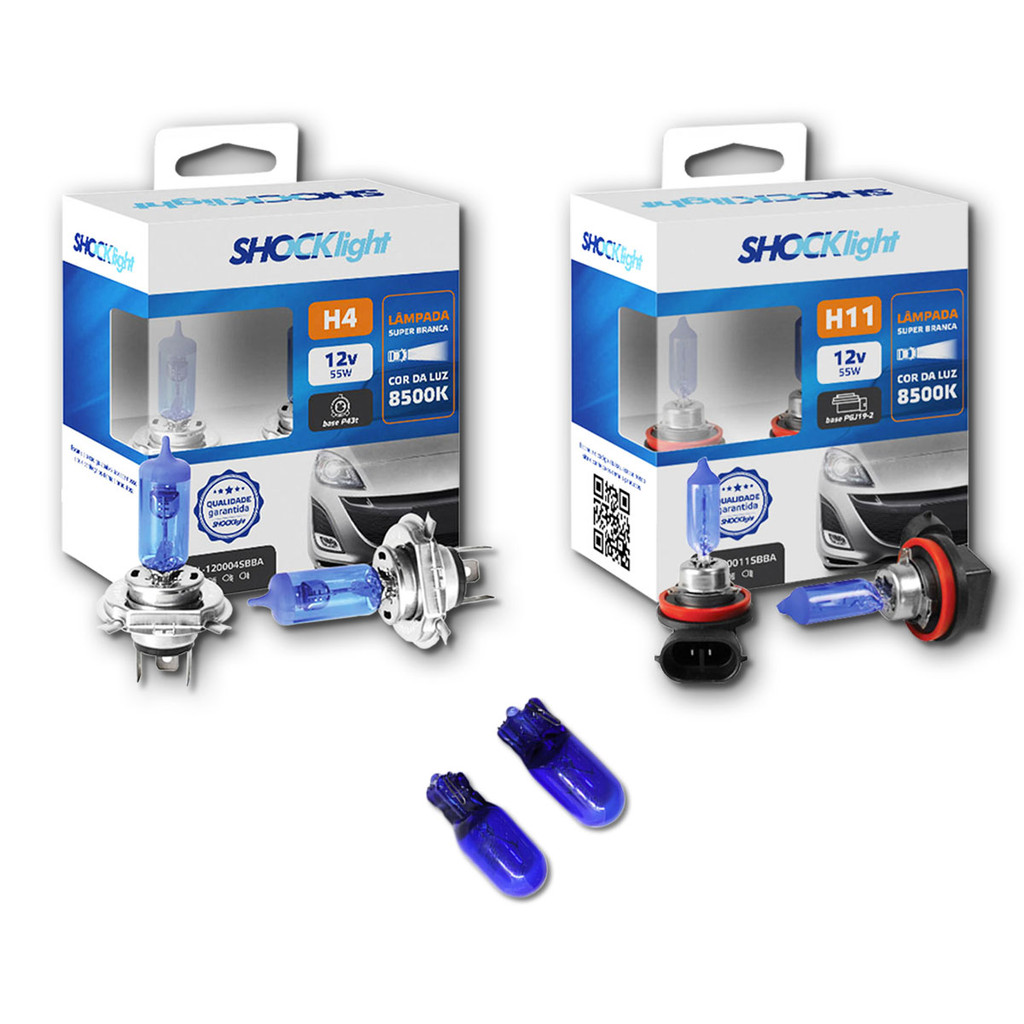 KIT lâmpadas Super brancas 8500K +LED T10 Citroen Xsara Picasso 2001/2010 H4 FAROL + H11 milhas