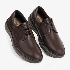 Sapato Casual Masculino Ferracini Couro Calce Cadarço Conforto Moderno Modena Marrom 3166-719L