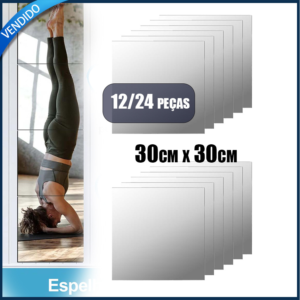 12/24 Pçs Espelho de Parede Espelho Macio 30x30cm Espelho Acrílico Adesivo Espelho de Corpo Inteiro Espelho Plástico