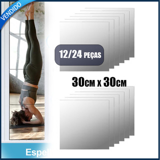 12/24 pçs Espelho de parede Espelho macio 30x30cm Espelho acrílico com adesivo Espelho de corpo inteiro Espelho plástico