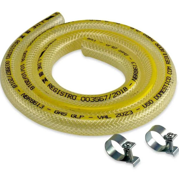 MANGUEIRA DE GAS NORMATIZADA GLP 1,20M + 2 ABRAÇADEIRAS em Oferta na Shopee