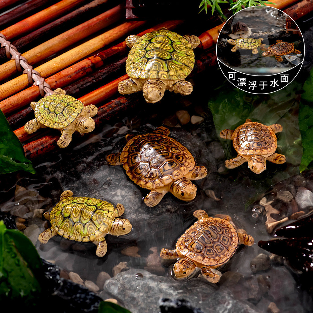 6 Pçs Simulado Flutuante Tartaruga Miniaturas Resina Ornamentos Animais Decoração Do Jardim De Fadas Micro Paisagem