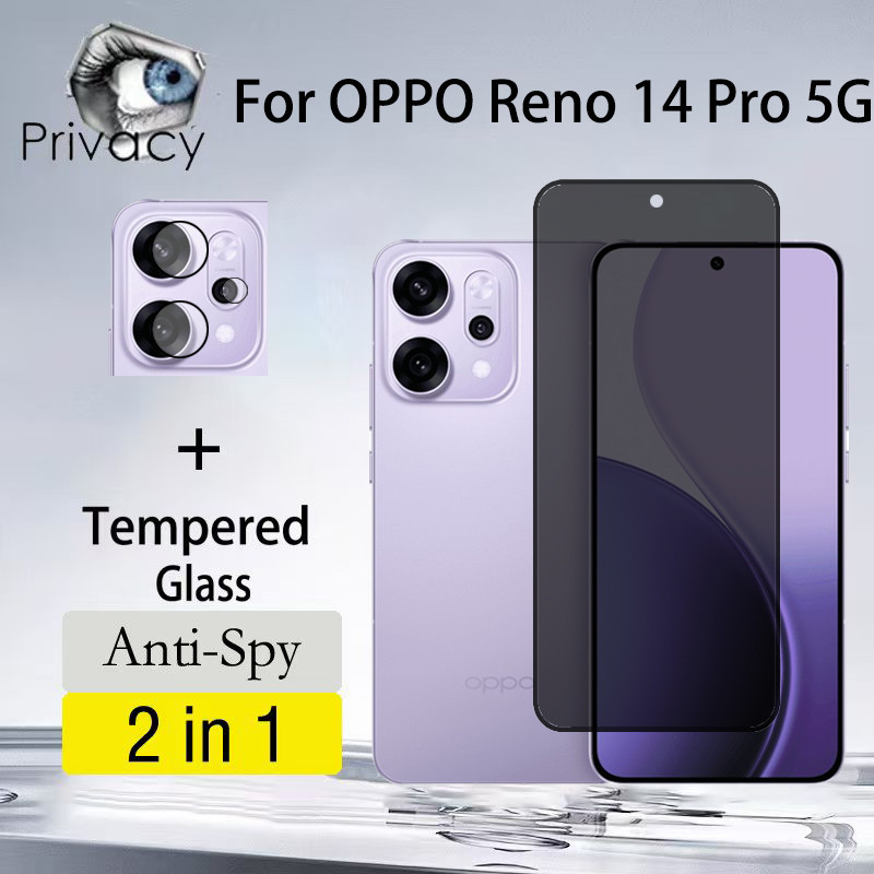 2 Em 1 Película OPPO Reno 14 Pro 5G Tela De Privacidade Anti-Espionagem Vidro Para OPPO Reno 14 F 5G