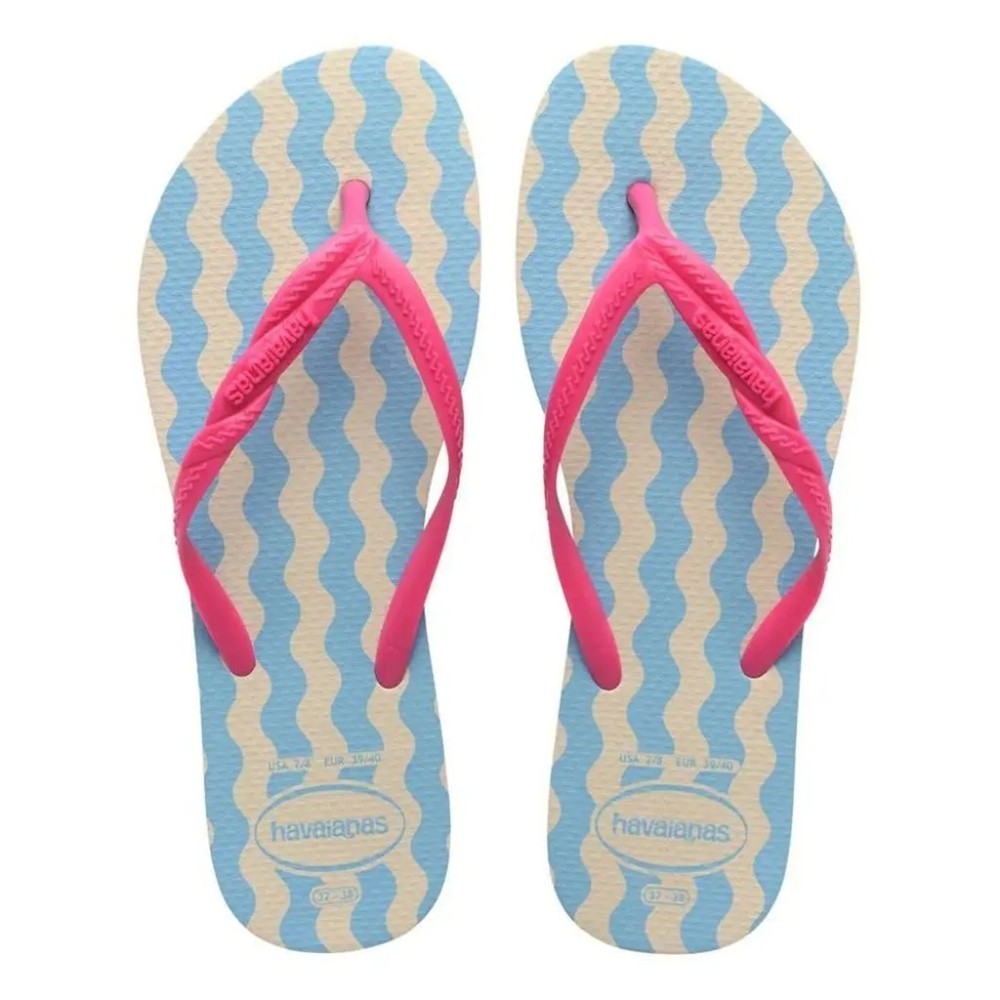 Chinelo Havaianas Fantasia II Feminino - Bege e Azul