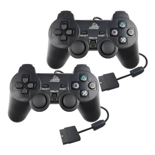 Kit 2 Controles para  Ps2 Com Fio preto