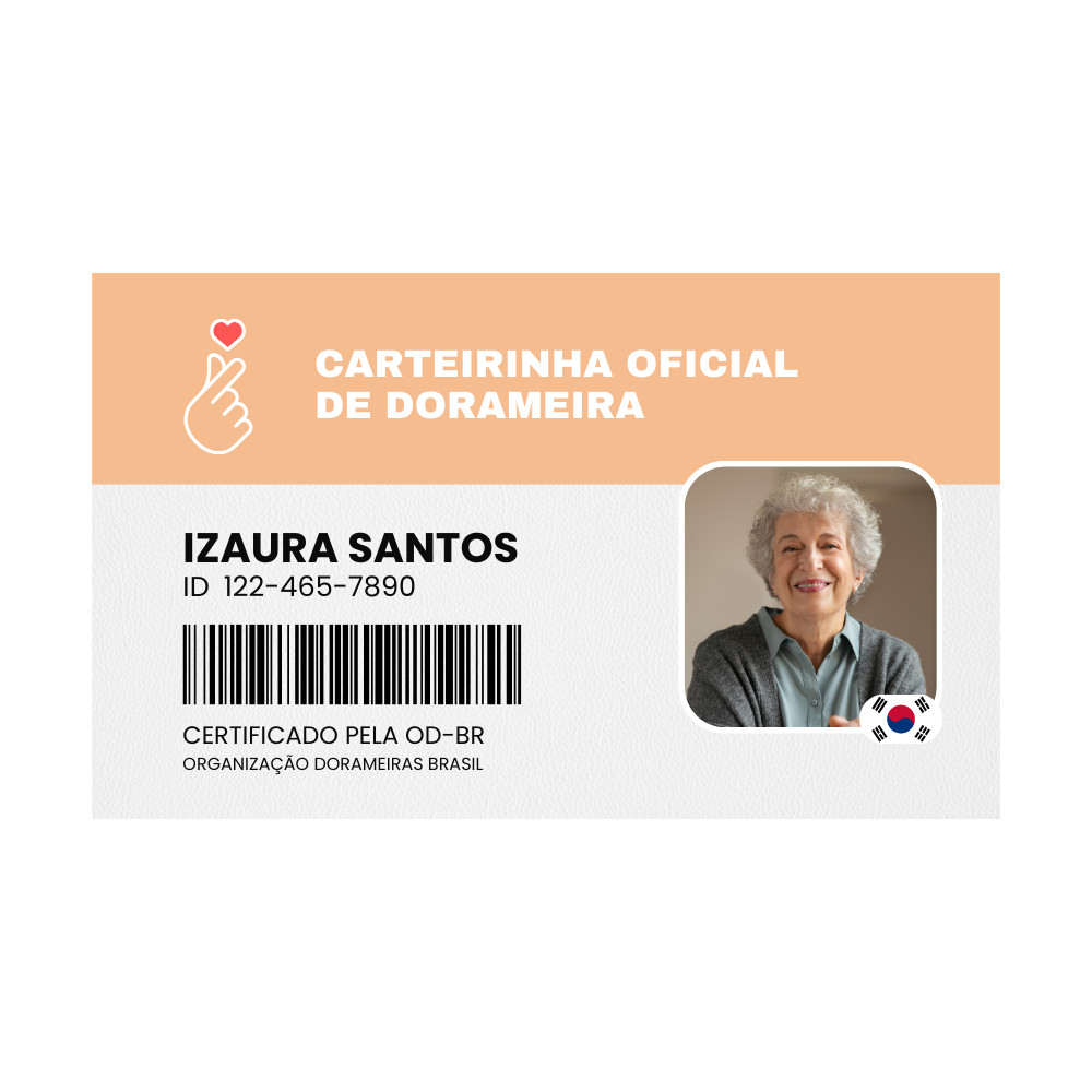 Carteirinha Dorameira Personalizada Foto Nome Kdrama Kpop | Placa 20x28 Poster Decoração Quarto Sala