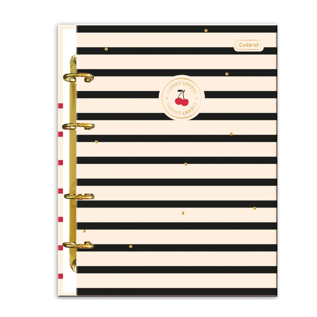 Caderno Argolado Colegial Capa Dura 80fls Cherry Lovers - CADERSIL Capa:Listras Preta em Oferta na Shopee