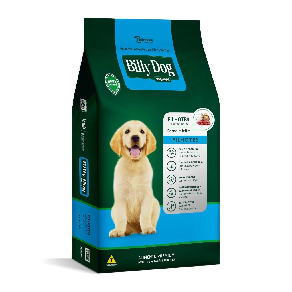 Ração Billy Dog Filhotes Todas as Raças Carne e Leite 10,1kg