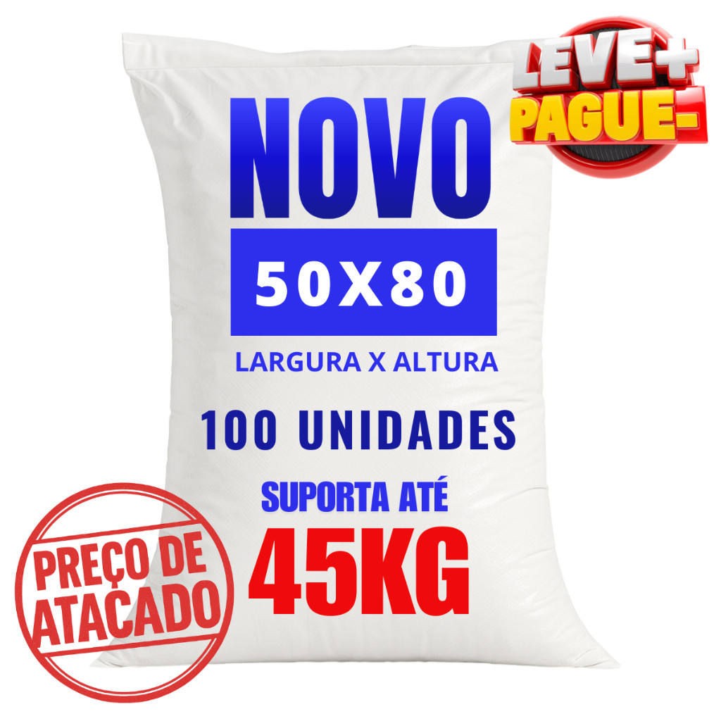 Kit 100 Sacos de Ráfia para Entulho Novos e Grandes 50x80 Capacidade de 45kg Ideal para Contrução