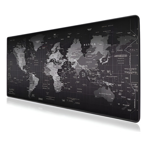Mouse Pad Gamer Tema Mapa Mundi Extra Grande 90x40 Cm Preto Mundo