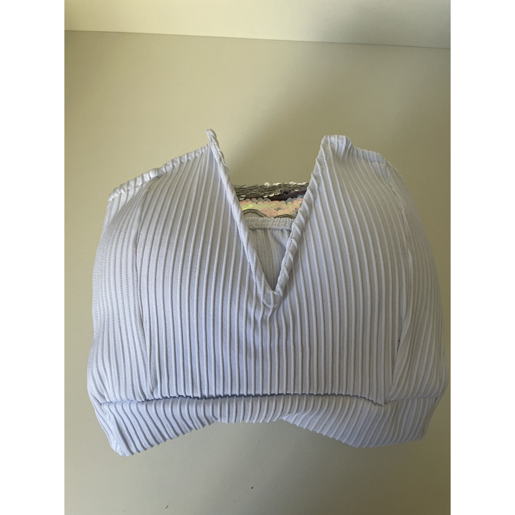 Body feminino decote V profundo - Canelado 3D