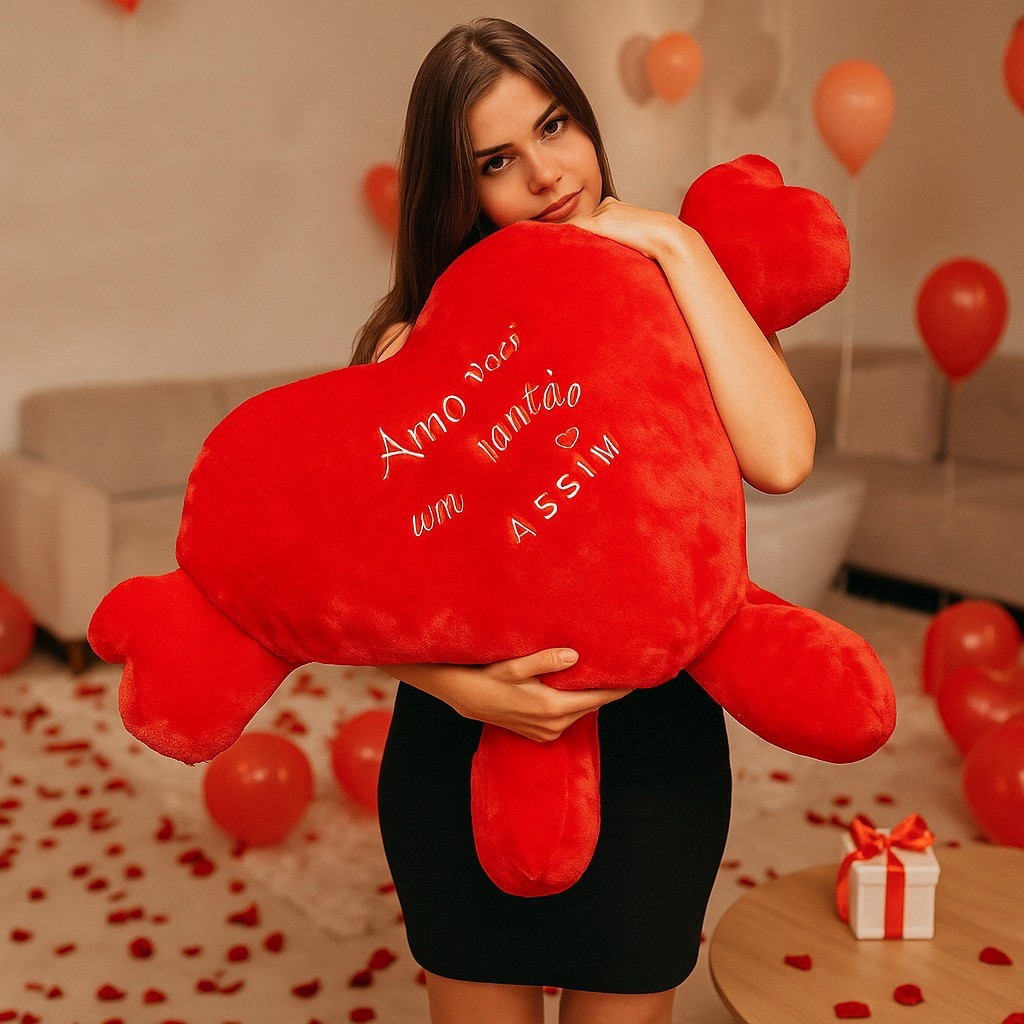 Almofada Gigante Coração de Pelucia Love You Te Amo 95cm Presente Namorada Casal