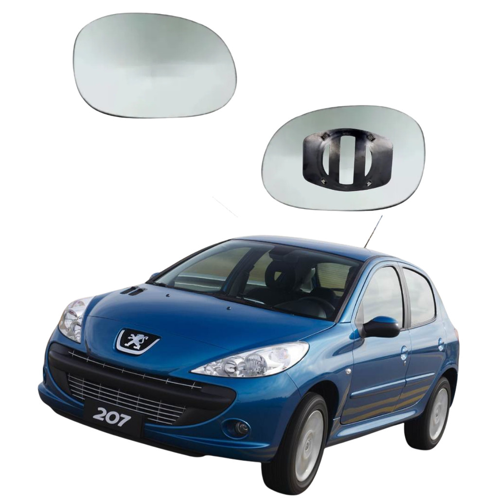 Espelho Lente P/ Retrovisor Peugeot 206/207 Esquerdo C/ Base 2000 Até 2013