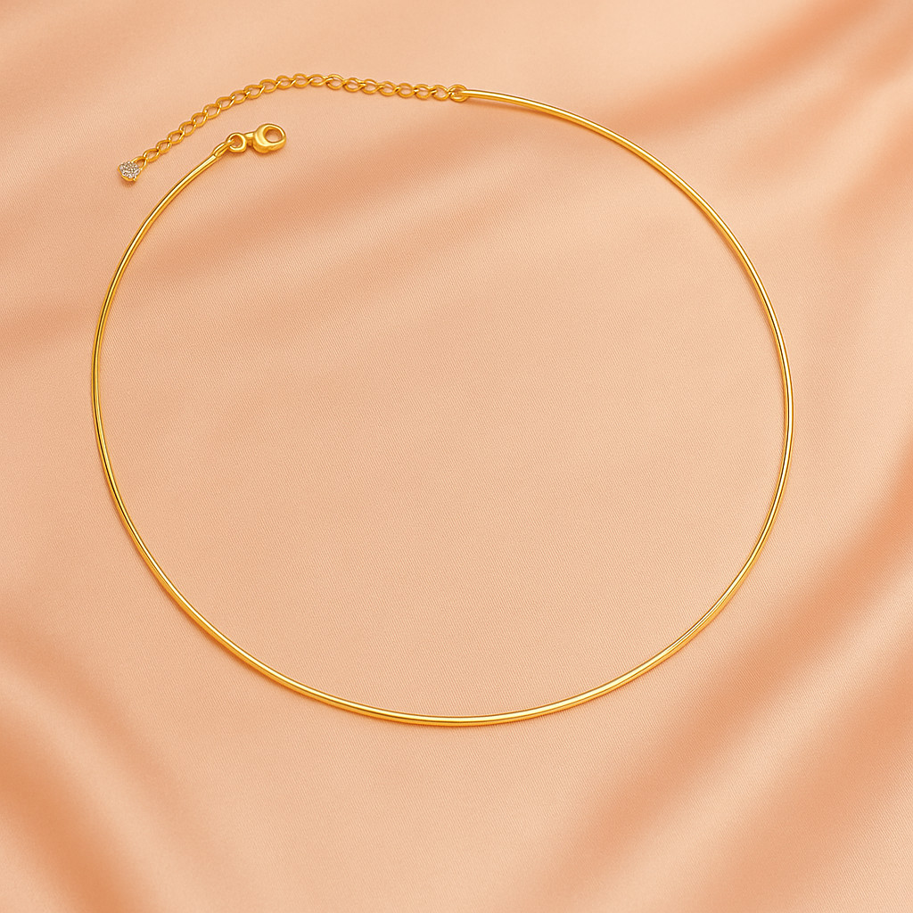 Colar Feminino Dourado Estilo Choker Básico Leve e Moderno Folheado a Ouro 18k