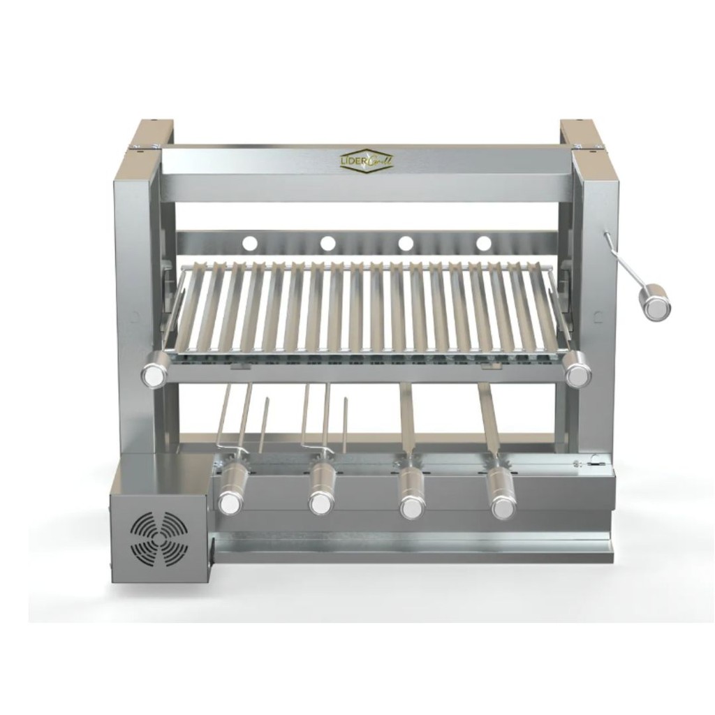 Churrasqueira Grill Elevatória 4 Espetos Inox Com Grelha Argentina em Oferta na Shopee
