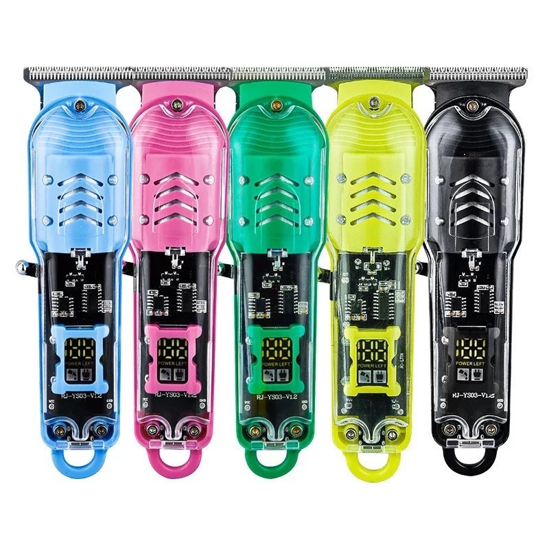 Máquina De Cortar Cabelo Profissional Smart Lcd Barbeador Elétrico Transparente Sem Fio USB-SUN em Oferta na Shopee