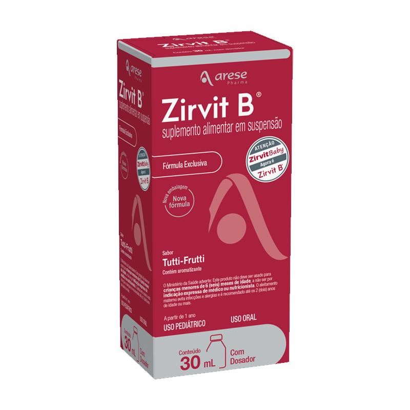 Suplemento Alimentar Zirvit B Suspensão Oral Sabor Tutti-Frutti 30ml + Dosador em Oferta na Shopee
