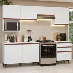 Armário de Cozinha Completa 250cm Branco Reims Madesa 09