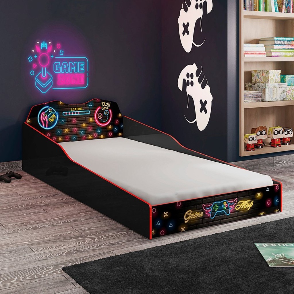 Cama Infantil com Laterais de Proteção Gamer em Oferta na Shopee