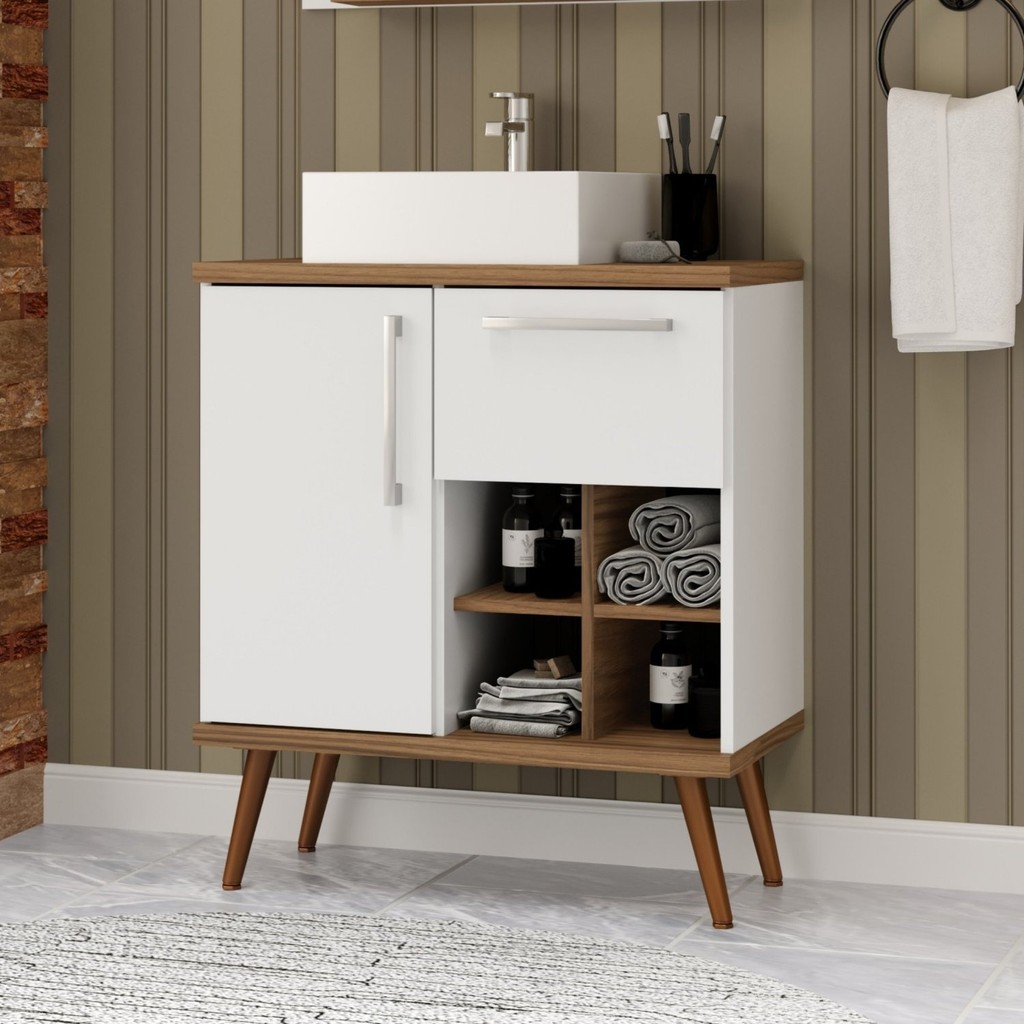 Gabinete para Banheiro com Pés 70cm Veneza em Oferta na Shopee