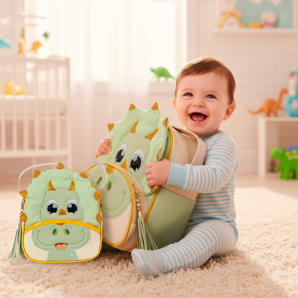 Mochila Dino com Lancheira –Ideal para Escola, Creche e Passeios em Oferta na Shopee