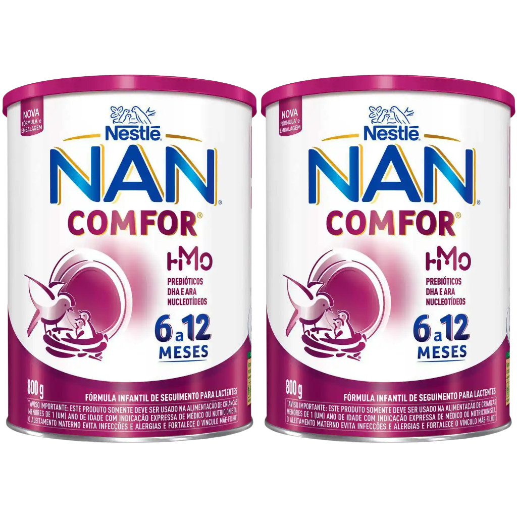 Kit com 02 Nestlé NAN Comfort 2 – Fórmula Infantil de Seguimento – 800g
