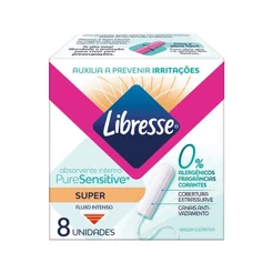 Absorvente Interno Libresse Super Pure Sensitive com 8 unidades