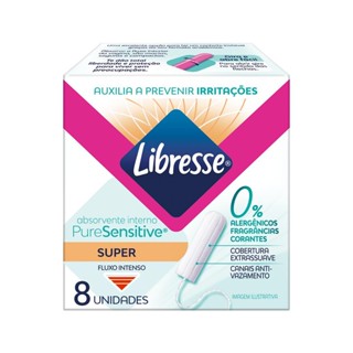 Absorvente Interno Libresse Super Pure Sensitive com 8 unidades em Oferta na Shopee