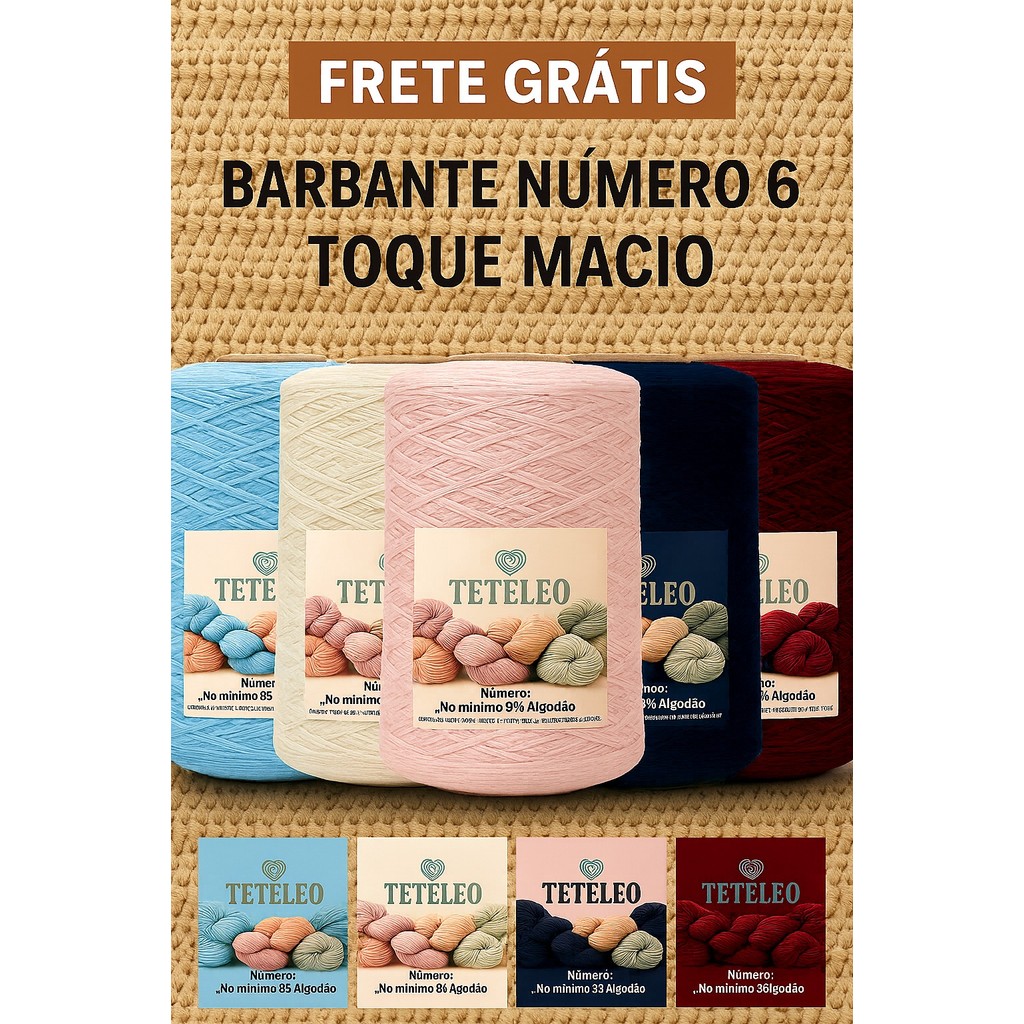 Barbante 600 Metros Para Crochê Teteleo Fio Especial Número 6 Colorido N.º 6 em Oferta na Shopee