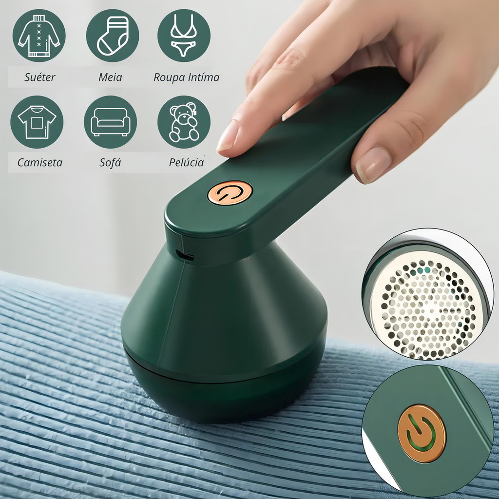 Papa Bolinhas Elétrico Recarregável USB Removedor de Pelos e Fiapos Portátil Sem Fio p/ Roupas