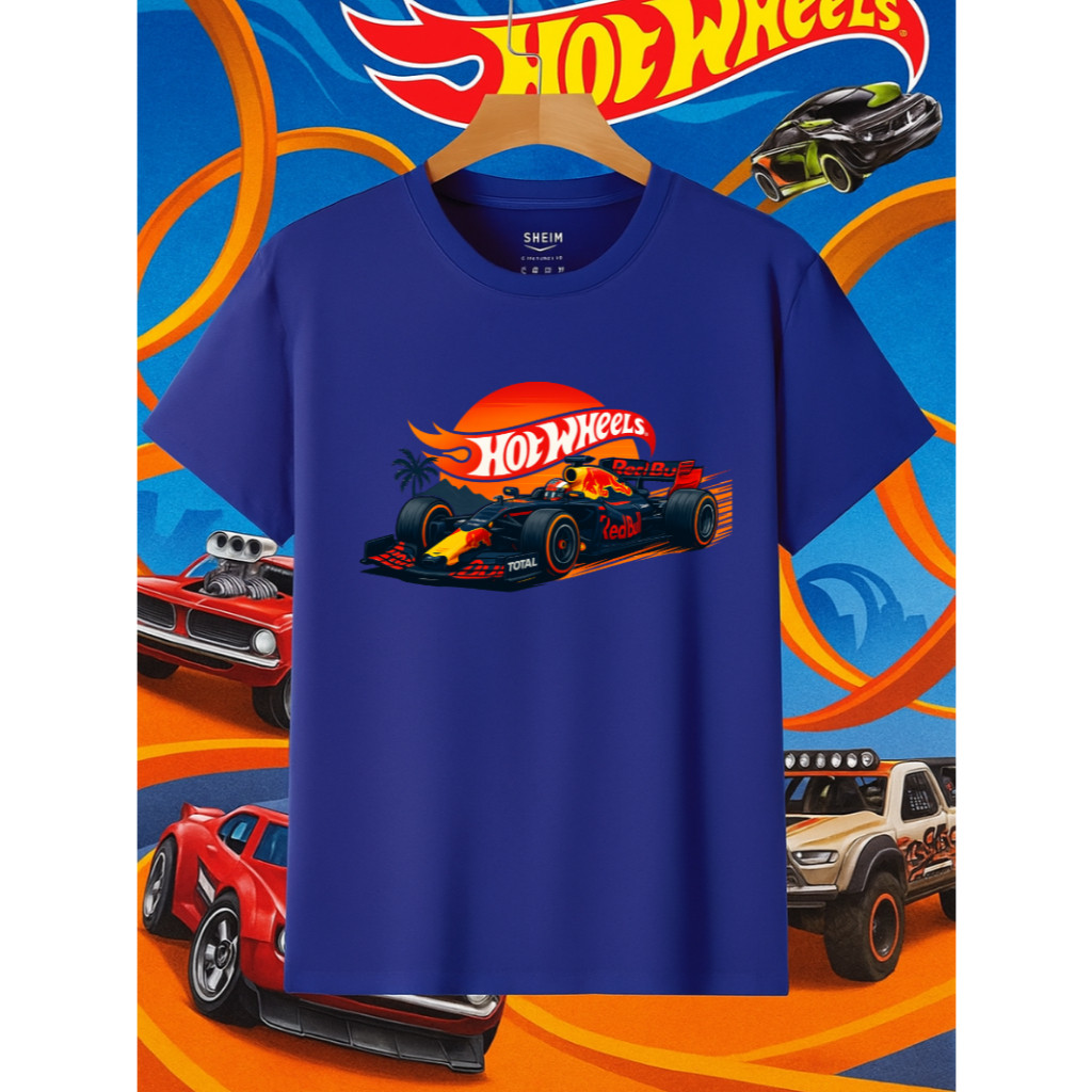 Camiseta Hot Wheels Fórmula 1 Adulto e Infantil Carros Red Bull Jogo algodão100%
