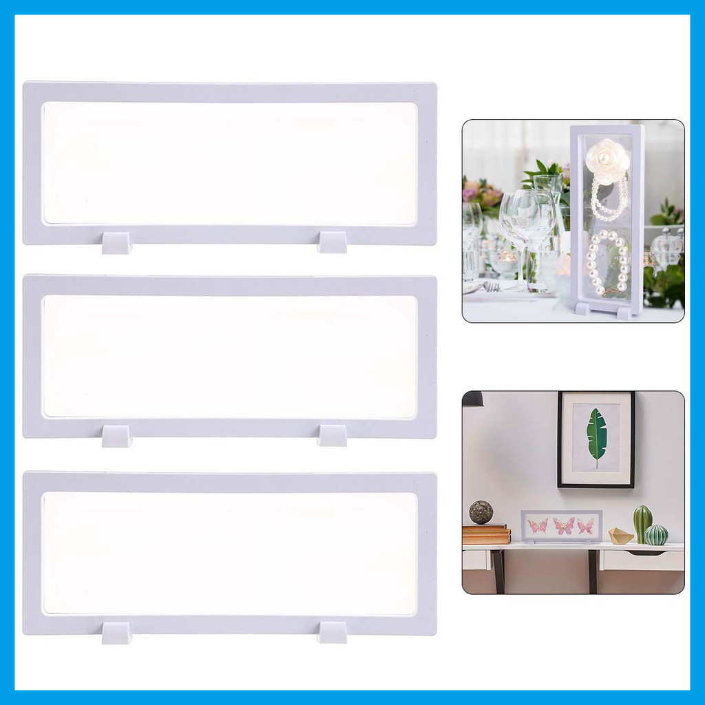 3 peças branco 3D flutuante quadro expositor 丨 filme PE jóias pendurado quadro pendurado caixa de exibição suspensa