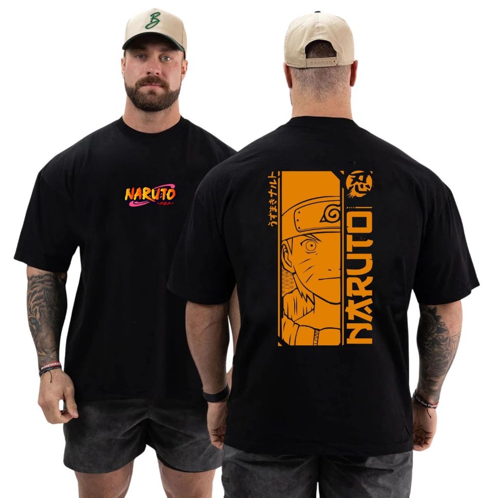 Camiseta Oversized Streetwear Academia Blusão 100% Algodão Malha Grossa Larga Naruto