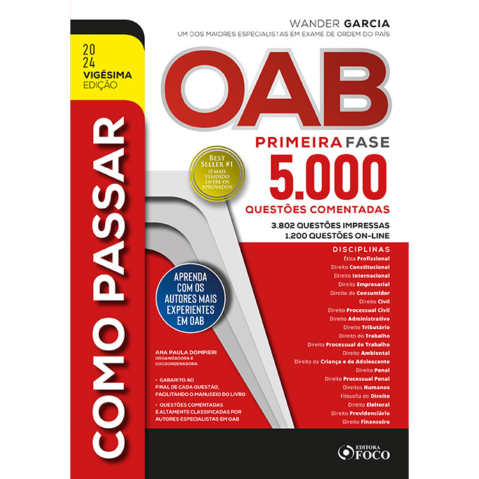 Como Passar na OAB - 1ª Fase - 5.000 Questões Comentadas - 20 ª Ed - 2024 - LIVRO SGP