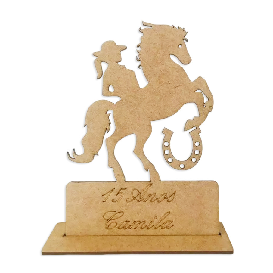 Kit 20 Centro De Mesa Cowgirl Cavalo Country Mdf Gravados