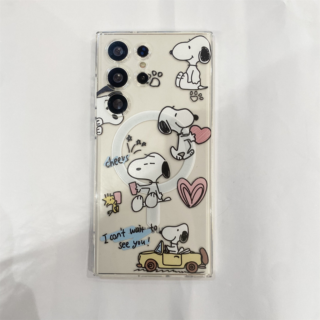Compatível com suporte de sucção s21fe, capa s22+, capa magnética Snoopy s23+, capa rígida de nicho para o novo modelo S