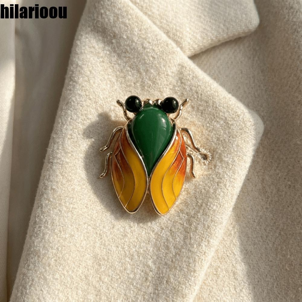 Broche De Cigarra HILARIOOU , Alfinete De Lapela De Inseto De Decoração Elegante De Liga , Esmalte Decorativo Estilo Chi