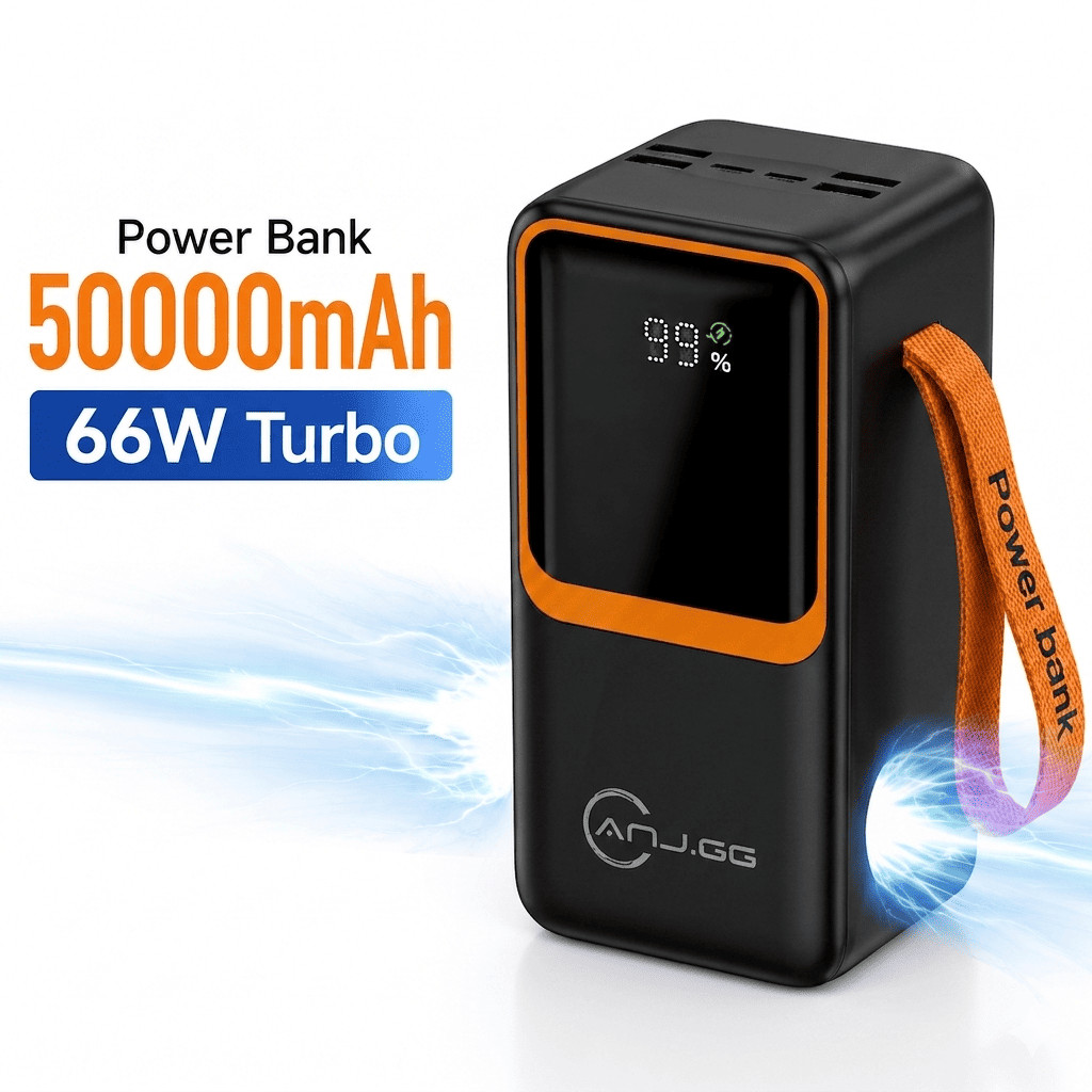 Power Bank 50000mAh 66W Display Digital Carrega 6 Dispositivos iPhone Android Notebook