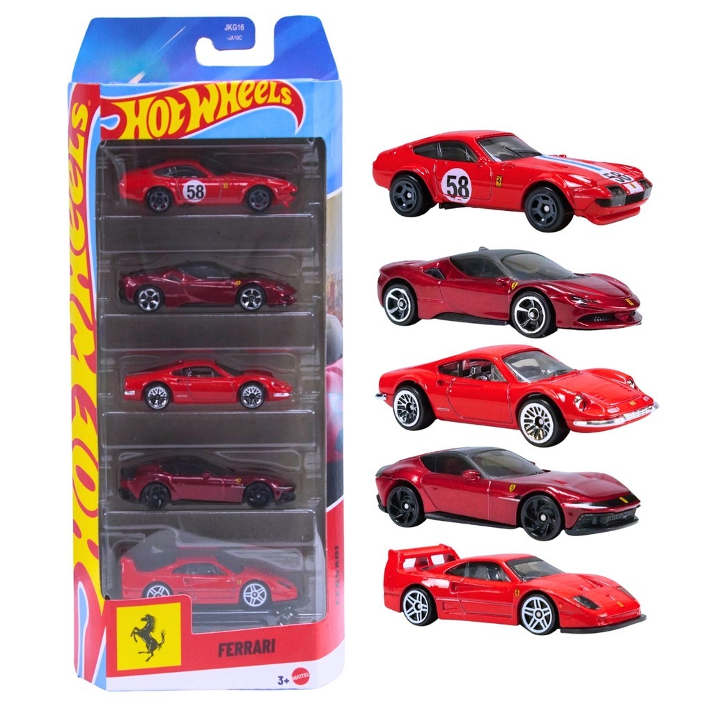 Pacote Com 5 Carros Ferrari Hot Wheels JGK14 - Mattel