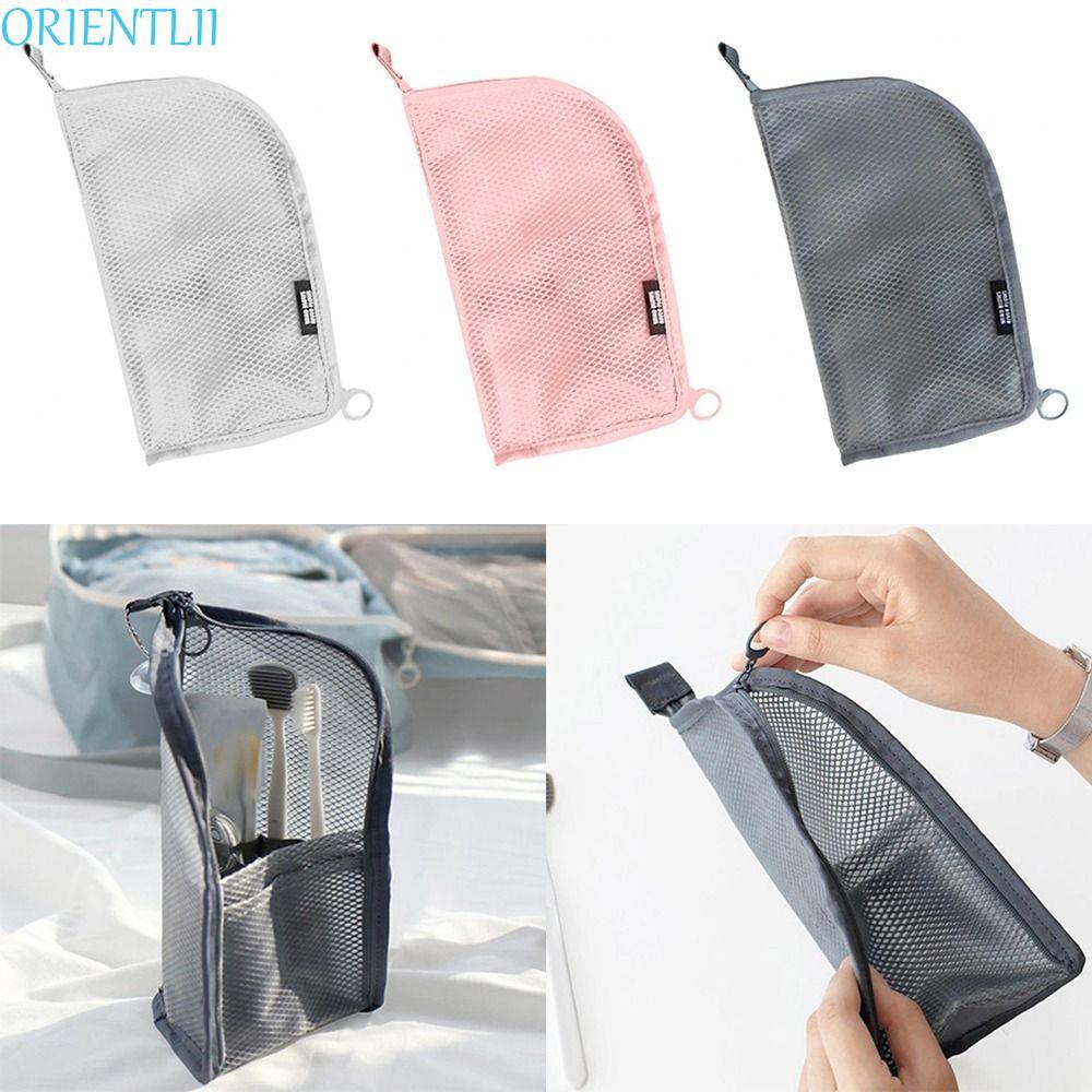 ORIENTLII Bolsa Cosmética , Organizador De Lavagem De Suporte , De Pincel De Maquiagem Escova De Dentes De Malha Com Zíp